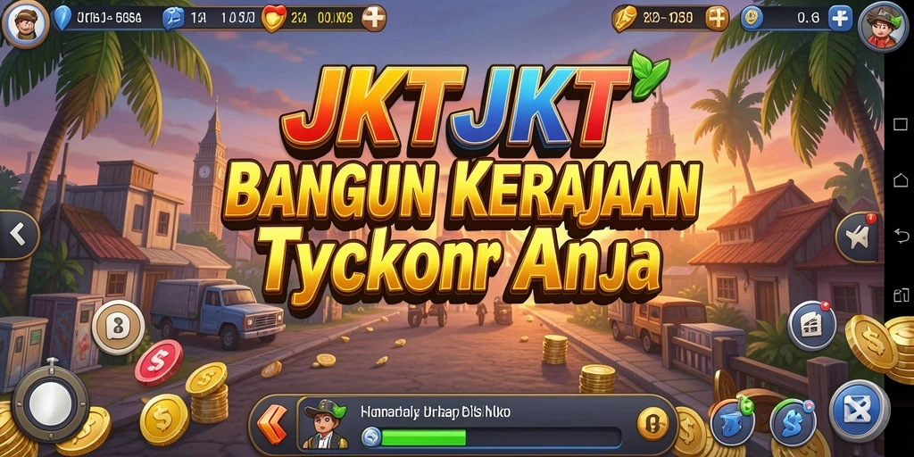 Tampilan gameplay JKTJKT dengan berbagai pilihan bisnis.
