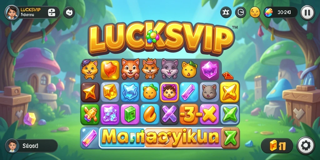 Tampilan gameplay LUCKSVIP dengan aksi Match-3 yang seru.