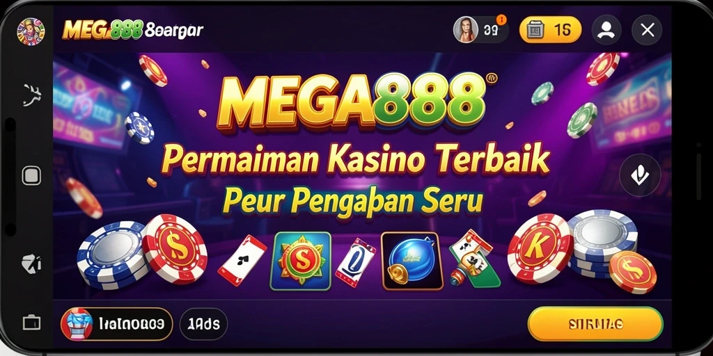 Screenshot utama MEGA888 menampilkan gameplay kasino yang seru dan interaktif.