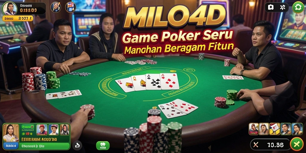 Tampilan gameplay <strong>MILO4D</strong> yang menarik dengan fitur poker interaktif.