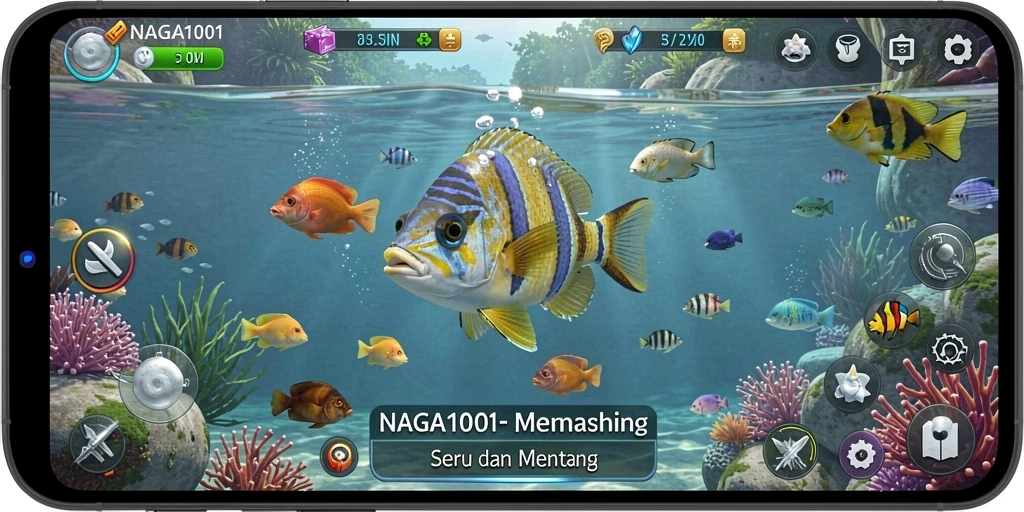 Gameplay memancing yang mendebarkan di <strong>NAGA1001</strong> dengan beragam ikan.