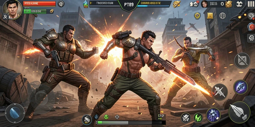 Screenshot gameplay PT89 menampilkan aksi pertempuran yang mendebarkan.