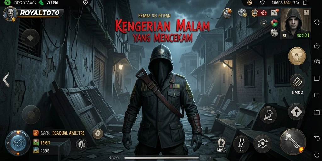 Screenshot ROYALTOTO menunjukkan suasana menyeramkan dan gameplay yang mendebarkan.