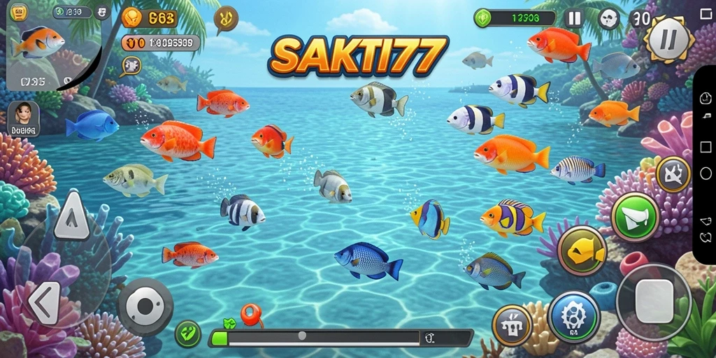 Screenshot gameplay SAKTI77 dengan serunya menangkap ikan.