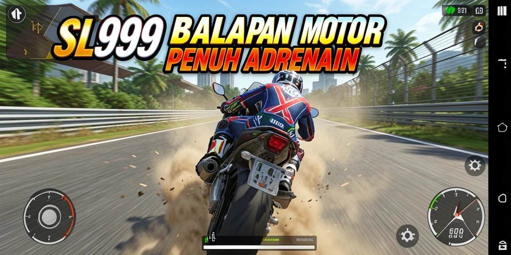 Tampilan gameplay menegangkan di lintasan balap motor.